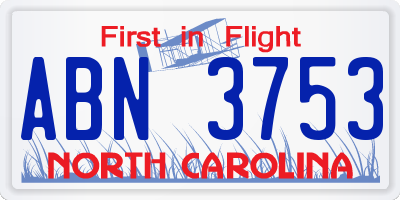 NC license plate ABN3753