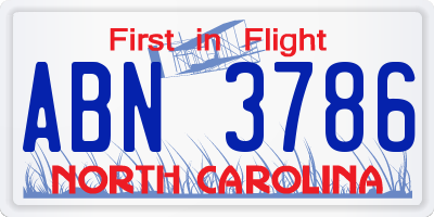 NC license plate ABN3786