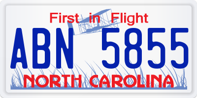 NC license plate ABN5855