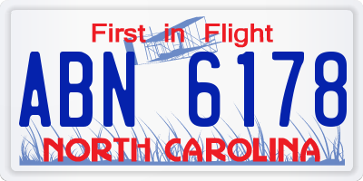 NC license plate ABN6178
