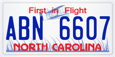 NC license plate ABN6607