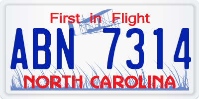 NC license plate ABN7314