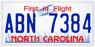 NC license plate ABN7384