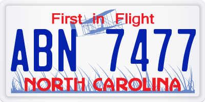 NC license plate ABN7477