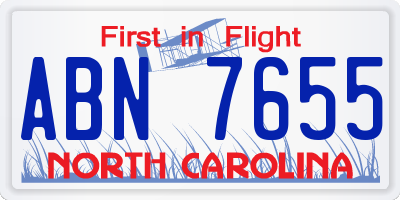 NC license plate ABN7655