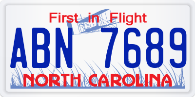 NC license plate ABN7689