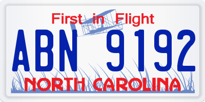 NC license plate ABN9192