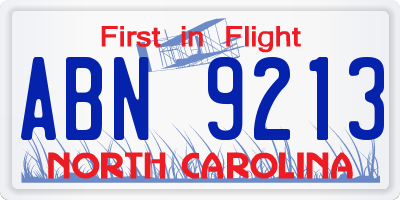NC license plate ABN9213