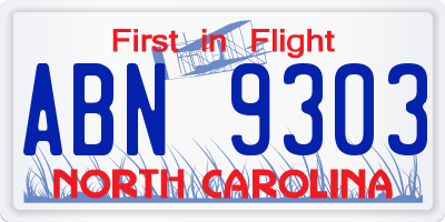NC license plate ABN9303