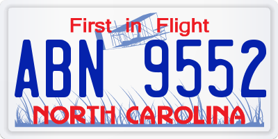NC license plate ABN9552