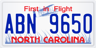 NC license plate ABN9650