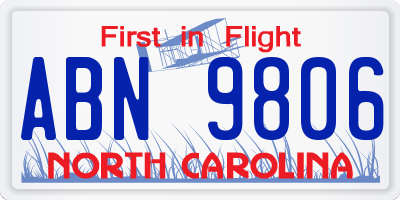 NC license plate ABN9806