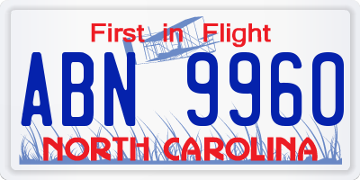 NC license plate ABN9960