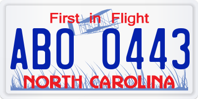 NC license plate ABO0443