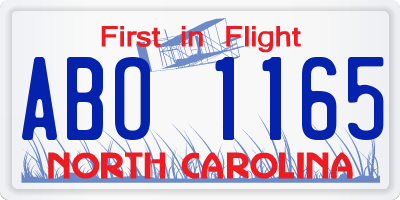 NC license plate ABO1165