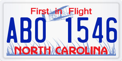 NC license plate ABO1546