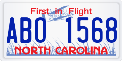 NC license plate ABO1568