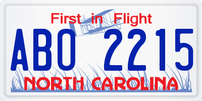 NC license plate ABO2215