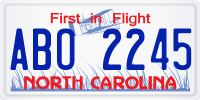 NC license plate ABO2245