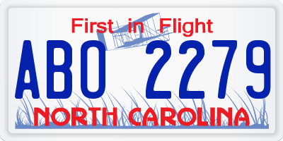 NC license plate ABO2279