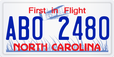 NC license plate ABO2480