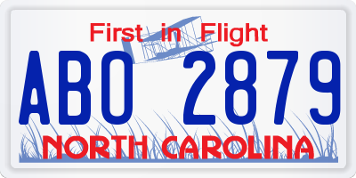 NC license plate ABO2879