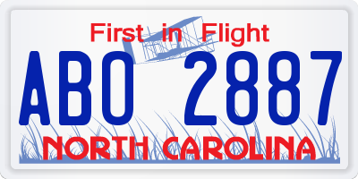 NC license plate ABO2887