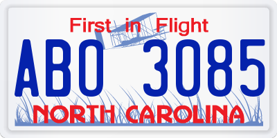 NC license plate ABO3085
