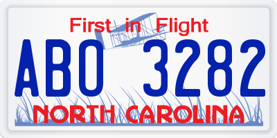 NC license plate ABO3282