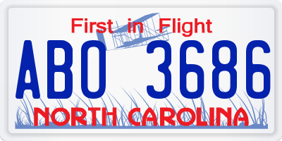 NC license plate ABO3686