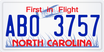 NC license plate ABO3757