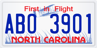 NC license plate ABO3901