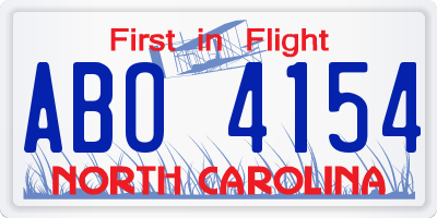 NC license plate ABO4154