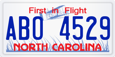 NC license plate ABO4529