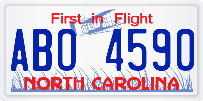 NC license plate ABO4590