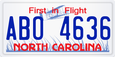 NC license plate ABO4636