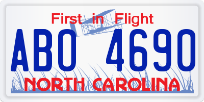 NC license plate ABO4690