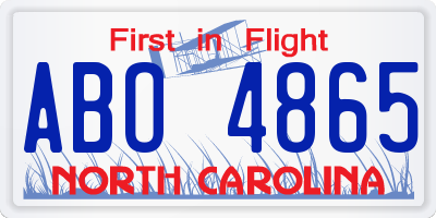 NC license plate ABO4865