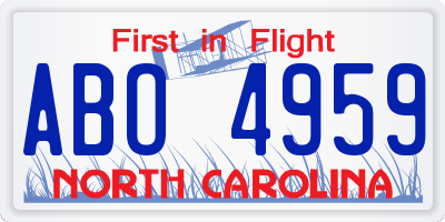 NC license plate ABO4959