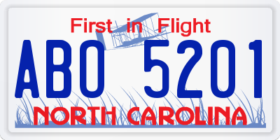 NC license plate ABO5201