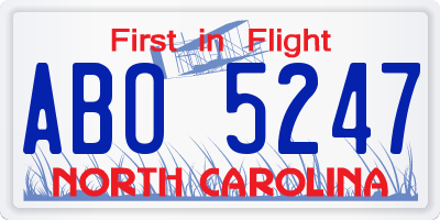 NC license plate ABO5247