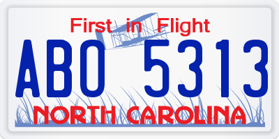 NC license plate ABO5313