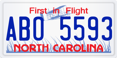NC license plate ABO5593