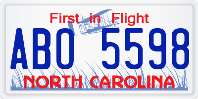 NC license plate ABO5598