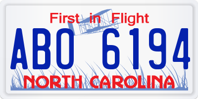 NC license plate ABO6194