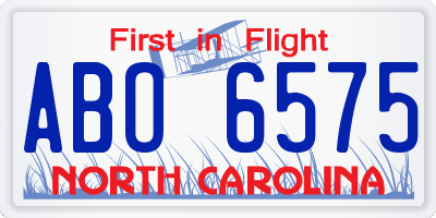 NC license plate ABO6575