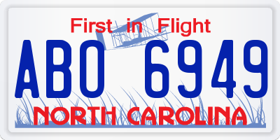 NC license plate ABO6949