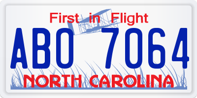 NC license plate ABO7064