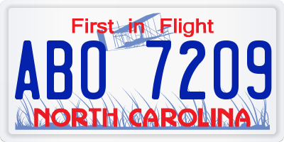 NC license plate ABO7209