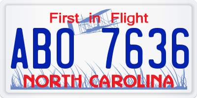 NC license plate ABO7636